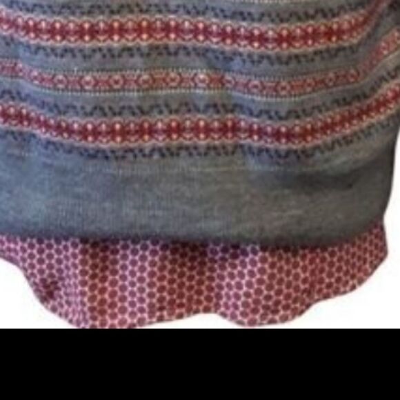 G.H Bass Cardigan And Blouse Two Piece Set Nordic Knit Gray Red Sz L - Picture 11 of 12